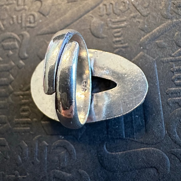 Blue Sodalite Teardrop Shape Stone Silver Plated Brass Adjustable Ring - Picture 6 of 10